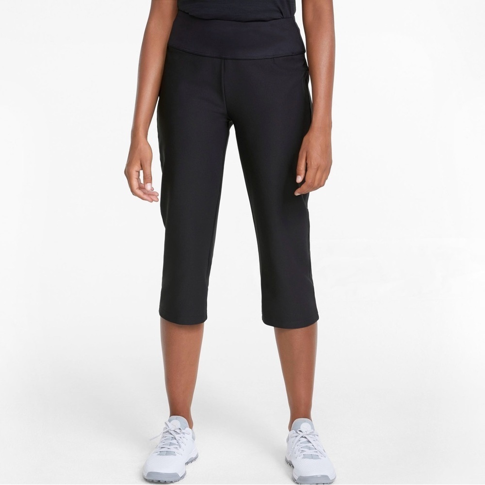 Puma Women's Pwrshape Capri Golf Pants Size XS Black Pockets Stretch NWT $75